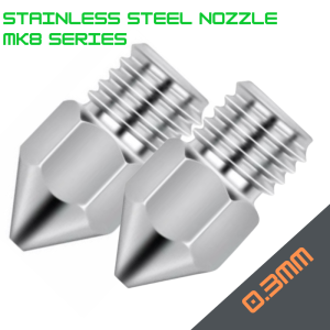 MK8 Nozzle S/Steel Small 0.3mm (Pack of 2)