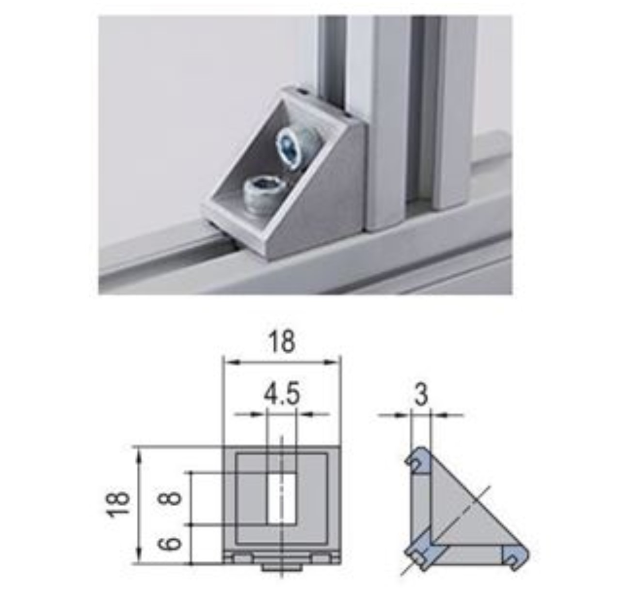 Die Cast Corner Bracket For 20x20 Aluminium Extrusion (Small)