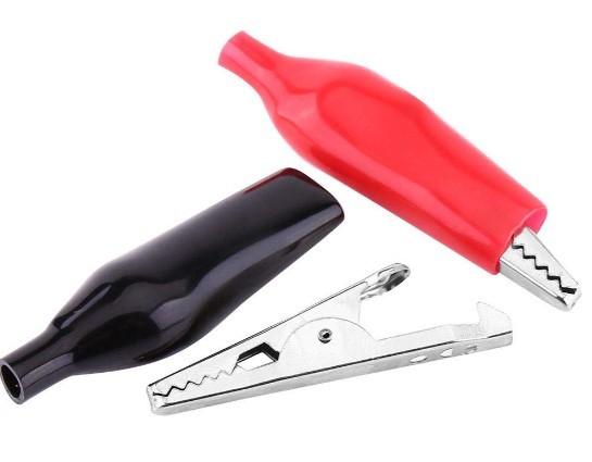 28mm Metal Alligator Clip Red & Black (Pack of 2)