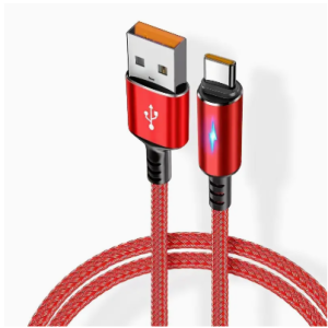 USB-C Charger Cable, PD 5A Fast Charging, length 0.3m (red)