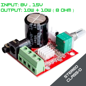 2x10W Class-D Power Amplifier Board (PAM8610)